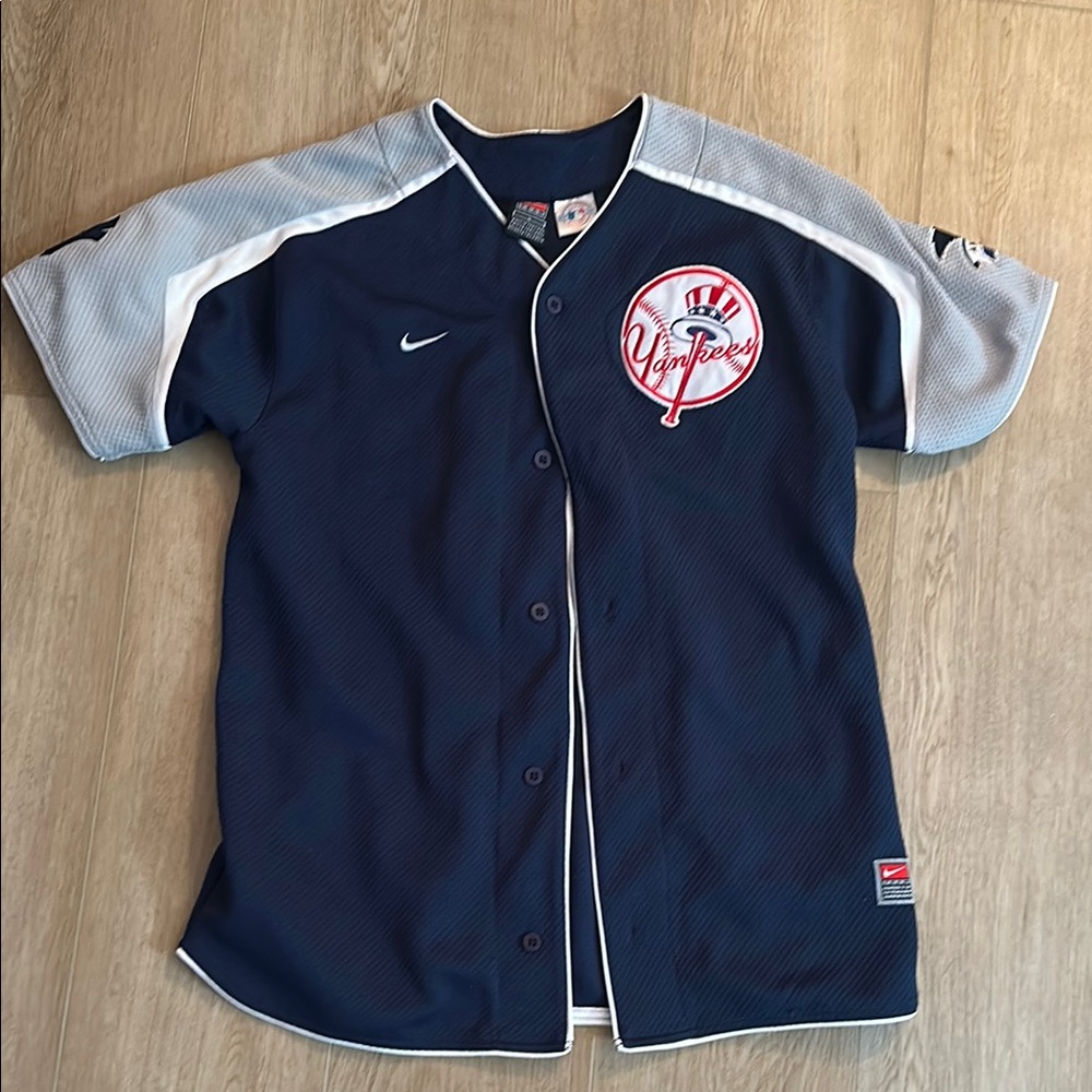 New York Yankees Kids Navy Button-Up Jersey Top - Nike